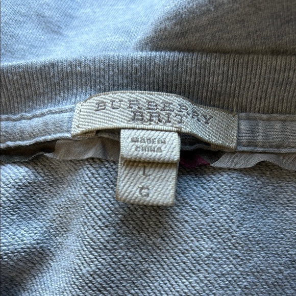 Burberry Brit Womens Short Sleeve Brit Graphic Sweatshirt Gray Logo Back Sz L - Picture 3 of 11